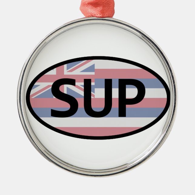 Hawaii Flagga Standup Paddling Julgransprydnad Metall (Framsidan)