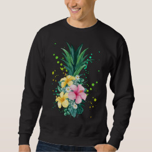 Hawaii Flower Pineapple Art Vacacaceae Lång Ärmad Tröja