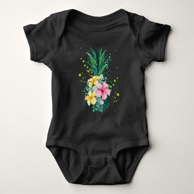 Hawaii Flower Pineapple Art Vacacaceae T Shirt (Framsida)