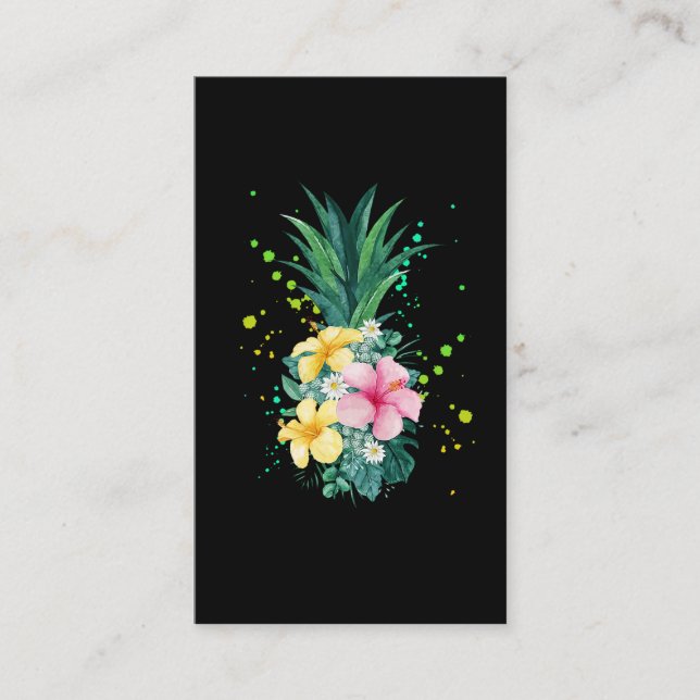 Hawaii Flower Pineapple Art Vacacaceae Visitkort (Framsida)