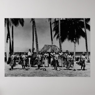 Hawaii - fodra av att dansa för Hula flickor Poster