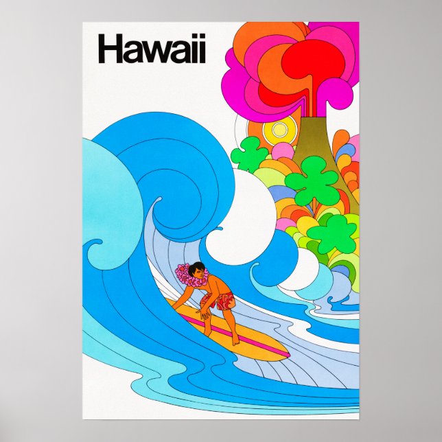 HAWAII för Surfa Simma och bussturism Poster (Framsidan)