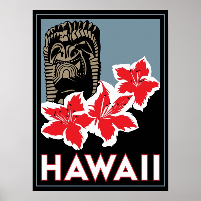 Hawaii förenade stater usa art deco retro poster (Framsidan)