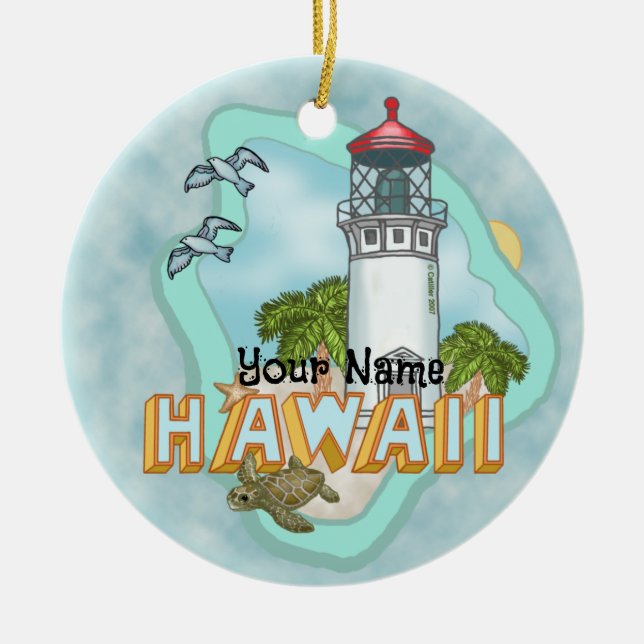 Hawaii fyr prydnad julgransprydnad keramik (Framsidan)