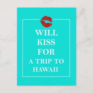Hawaii Gift Will Kiss för en Resa till Hawaii Vykort