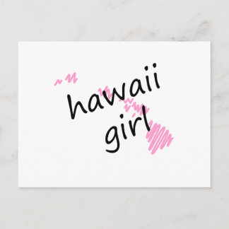 Hawaii Girl med Scribged Hawaii Karta Vykort