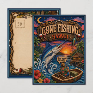 Hawaii Gone Fishing Blå Marlin Vykort
