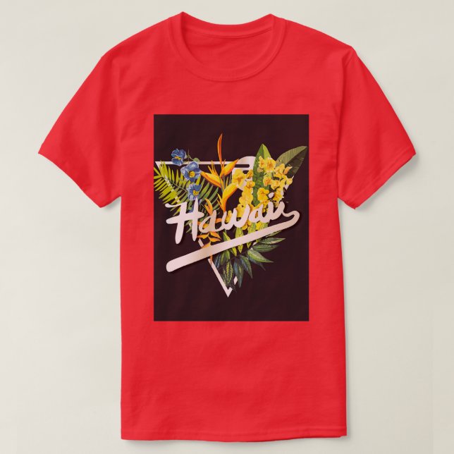 Hawaii-grafisk slogan med tropisk blomma t shirt (Design framsida)