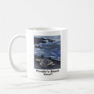 Hawaii Green Sea Turtle on Black Sand Beach  Coffe Kaffemugg