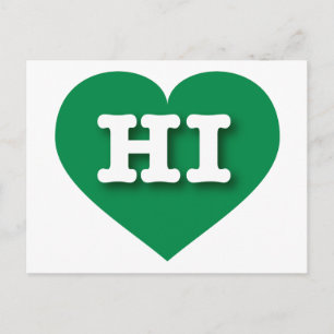 Hawaii Grönt Heart - I kärlek HI Vykort