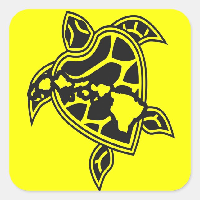 Hawaii Grönt Sea Turtle Fyrkantigt Klistermärke (Framsida)