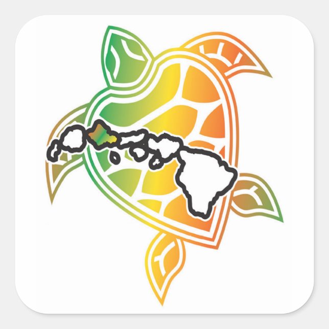 Hawaii Grönt Sea Turtle Fyrkantigt Klistermärke (Framsida)