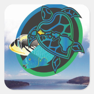 Hawaii Grönt Sea Turtle Fyrkantigt Klistermärke