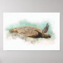 Hawaii Grönt Sea Turtle - Sea Turtle Watercolor
