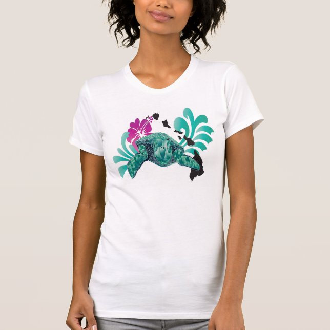 Hawaii Grönt Sea Turtle T Shirt (Framsida)