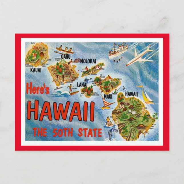 Hawaii Hälsning från USA Stater Vykort (Framsida)