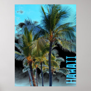 Hawaii handflatan träd art svart poster