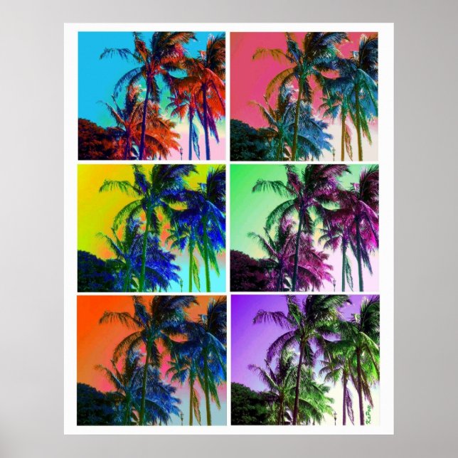 Hawaii Handflatan Träd Collage Poster (Framsidan)