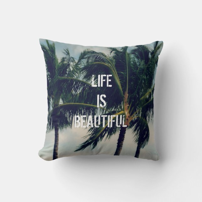 Hawaii Handflatan Träd Kudde (Framsida)