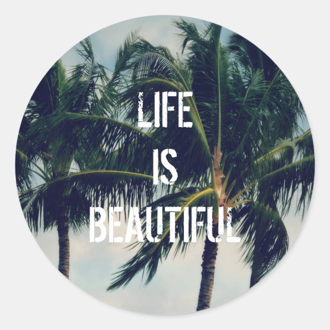 Hawaii Handflatan Träd Runt Klistermärke (Framsida)