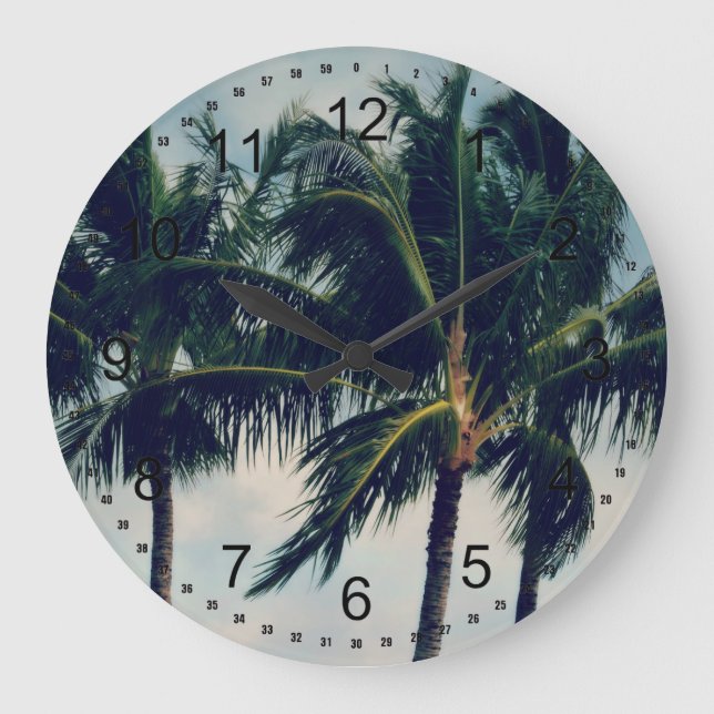Hawaii Handflatan Träd Stor Klocka (Framsida)