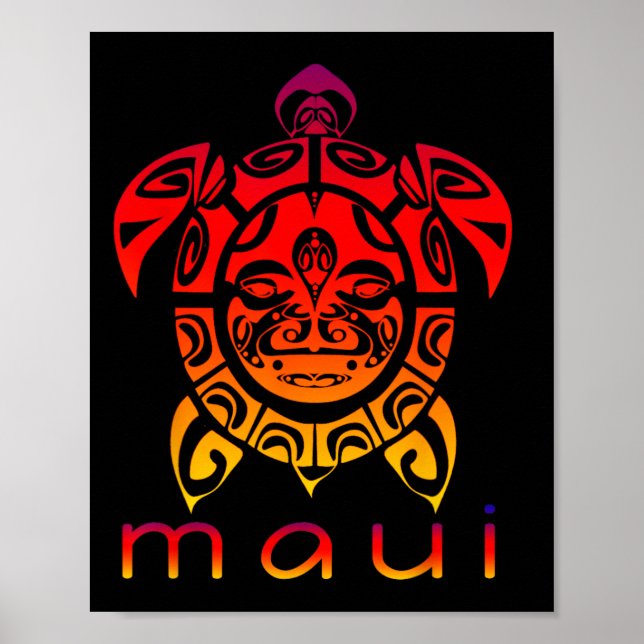 Hawaii Havslevande Färgrik Sköldpadda  Poster (Framsidan)