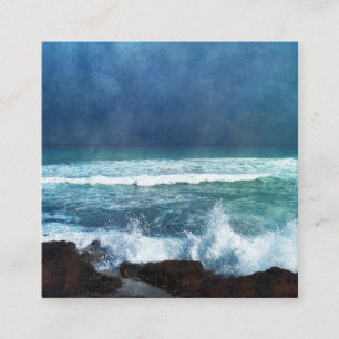 Hawaii Hawaii Vågar Aqua Teal Blue Surfa Fyrkantigt Visitkort