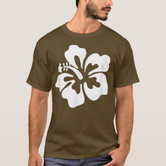 Hawaii Hawaiian Hibiscus Flower White on Pink T Shirt