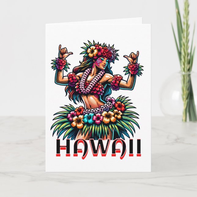 Hawaii | Hawaiian Hula Dancer | Satt Hi Kort (Framsida)