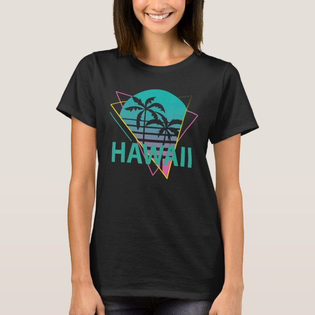 Hawaii Hawaiian Retro Handflatan Handflatan Träd S T Shirt (Framsida)
