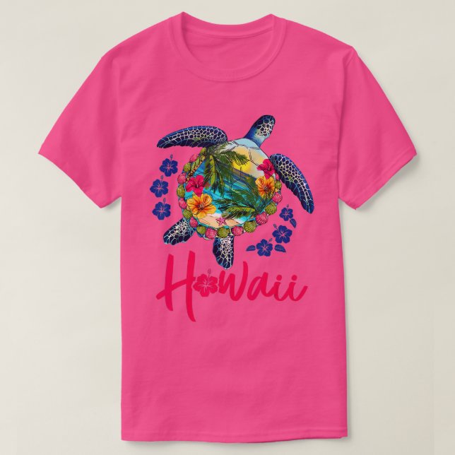 Hawaii Hawaiian Sea Turtle Hibiscus Summer Vacati T Shirt (Design framsida)