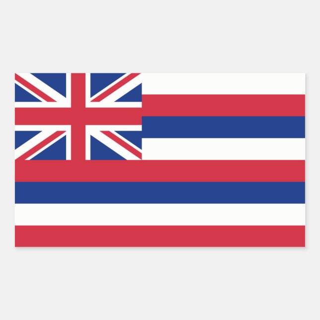 Hawaii/Hawaiian Statlig flagga, Förenade Stater Rektangulärt Klistermärke (Framsida)