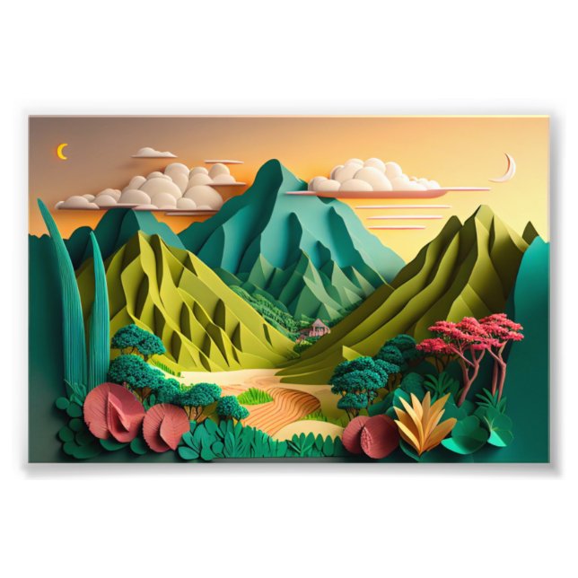 Hawaii, hawaiiansk konst, 3D Papper Art Stil, 3D Fototryck (Framsidan)