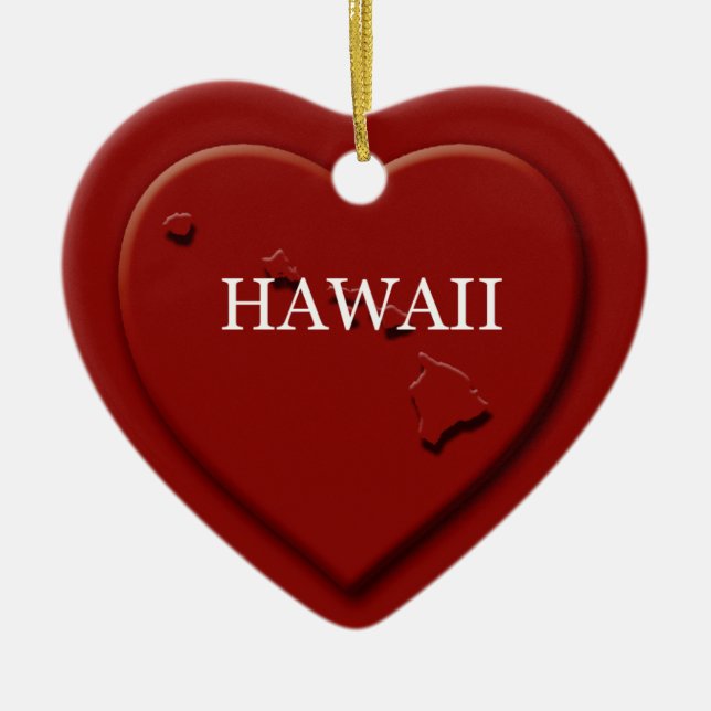 Hawaii Heart Karta julprydnad Julgransprydnad Keramik (Framsidan)