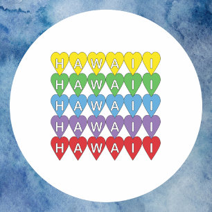 Hawaii Hearts Rainbow Runt Klistermärke