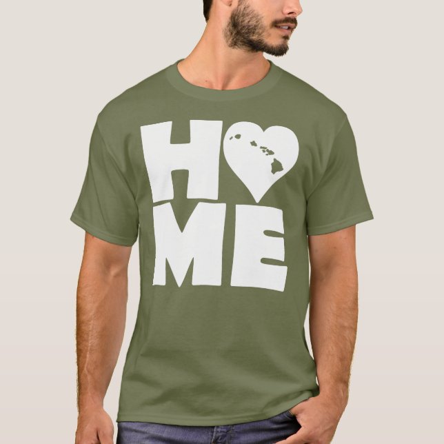Hawaii Hem Heart Stat Tröjor T-Shirt (Framsida)