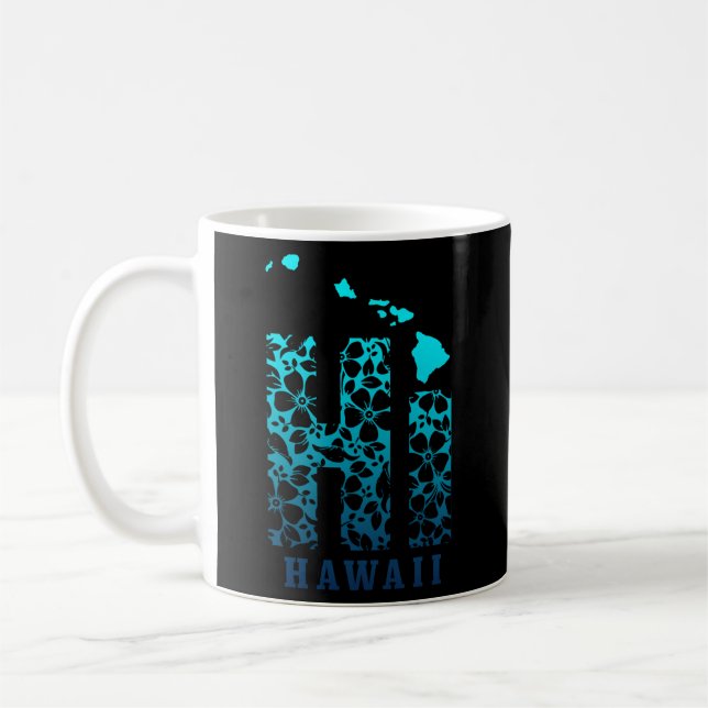Hawaii Hi Hawaiian Islands Karta Surfa Surfer Hilo Kaffemugg (Vänster)