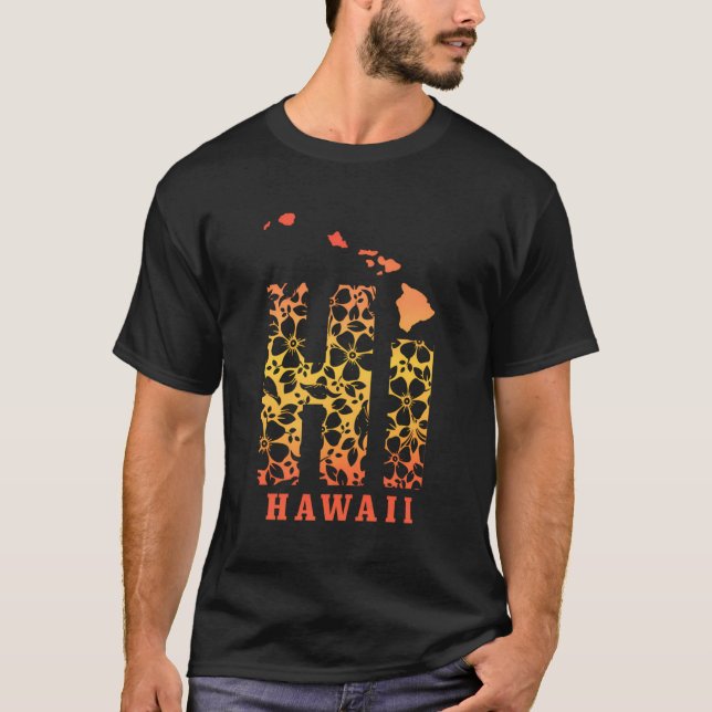 Hawaii Hi Hawaiian Islands Karta Surfa Surfer Hilo T Shirt (Framsida)