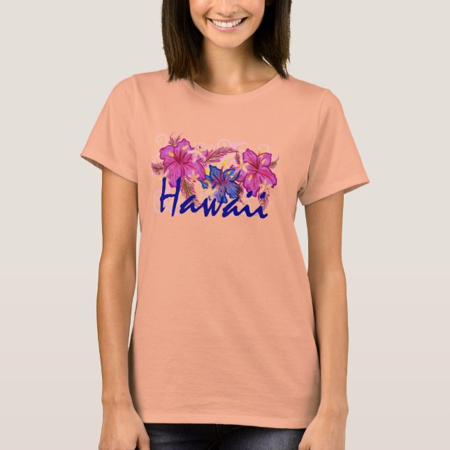 Hawaii hibiscus blomskjorta t-shirt (Framsida)