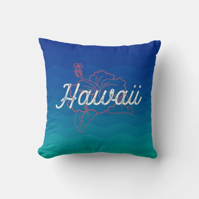 Hawaii Hibiscus Disted Graphic Print Kudde (Framsida)