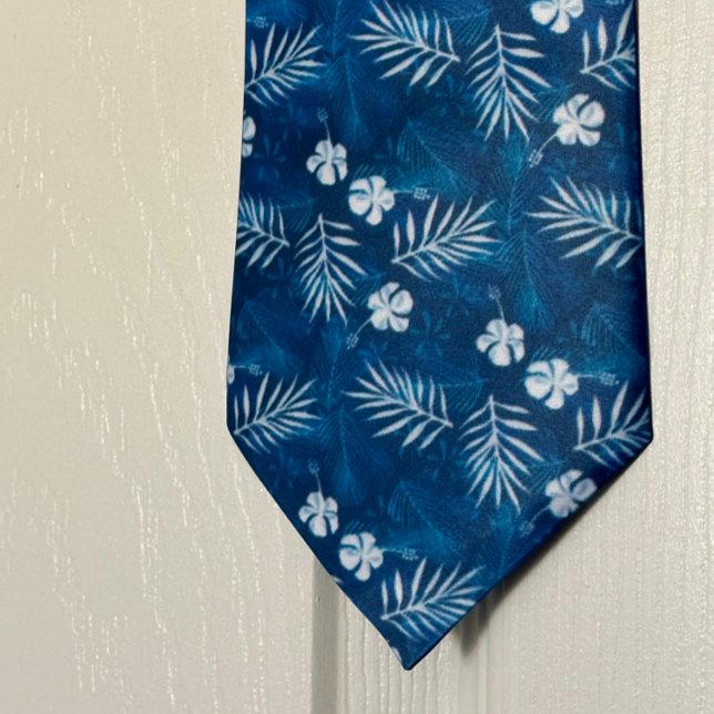 Hawaii Hibiscus Flower Tropical Handflatan Löv Slips (Tropical Palm Leaf Hibiscus Men's Necktie is beautiful, looks amazing!)