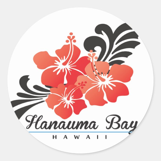 Hawaii Hibiscus Flowers Runt Klistermärke (Framsida)