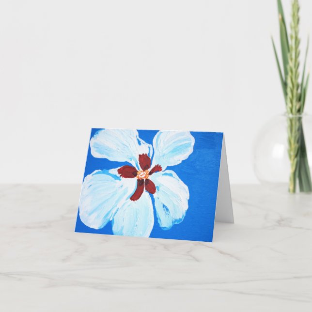 Hawaii Hibiscus på blått anteckningskort (Framsida)