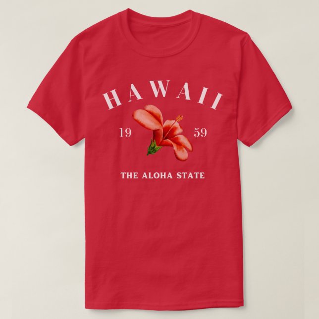 Hawaii Hibiscus på Mörk T Shirt (Design framsida)