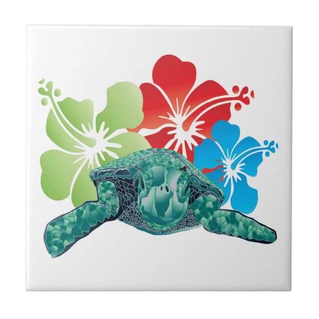 Hawaii Hibiscus Turtle Kakelplatta (Framsidan)