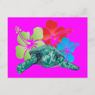 Hawaii Hibiscus Turtle Vykort
