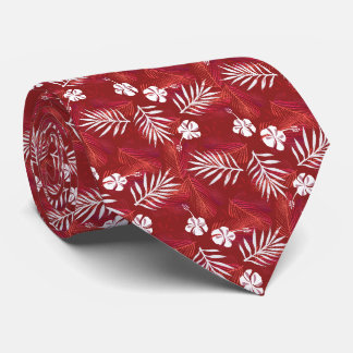 Hawaii Hibiskus Blomma Tropiskt Palmblad Slips