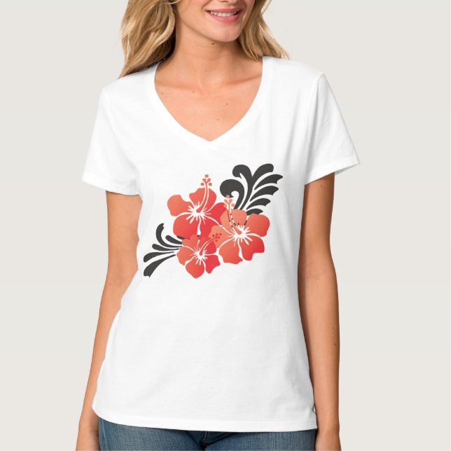 Hawaii hibiskusblomma t-shirt (Framsida)