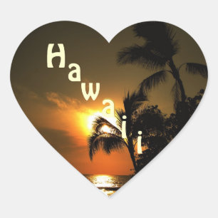 Hawaii hjärta hjärtformat klistermärke