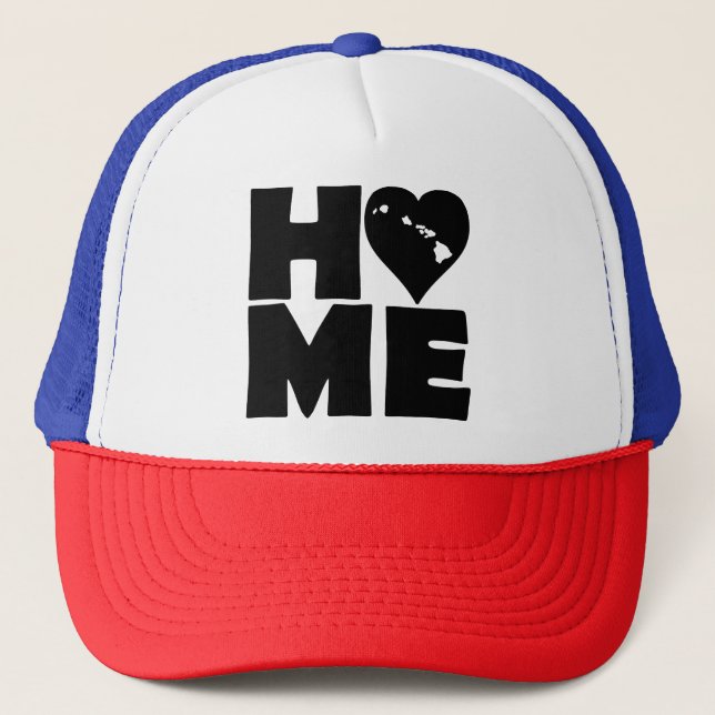 Hawaii Home Heart State Ball Cap Trucker Hat Truckerkeps (Framsida)